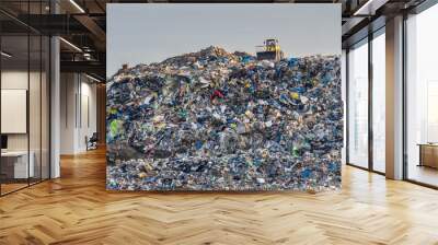 Pollution concept. Garbage pile in trash dump or landfill. Wall mural