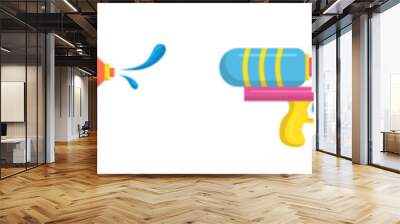 Vector plastic children's toy water gun icons set isolated on white background. Multi-colored cartoon summer pistols collection. Songkran festival traditional game illustration Wall mural