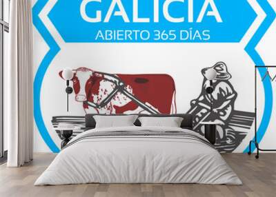 PLOW WORK IN GALICIA, VINTAGE, 365 days Wall mural