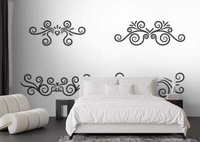 Hand drawn art swirl frame borders ornament set vector illustration on white background. Wall mural