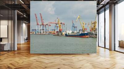 Large container vessel in Port of Odessa Wall mural