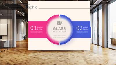 Infographic for 2 options, vector gradient design with realistic frosted glass, glassmorphism effect Wall mural