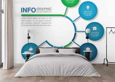 Vector infographic template for circular diagram, graph, presentation, chart, business concept with 7 options. Wall mural