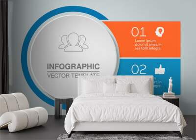 Vector infographic template for diagram, graph, presentation, chart, business concept with 2 options. Wall mural