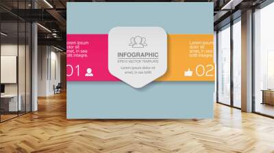 Vector infographic template for diagram, graph, presentation, chart, business concept with 2 options. Wall mural