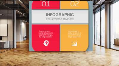 Vector infographic template for diagram, graph, presentation, chart, business concept with 2 options. Wall mural