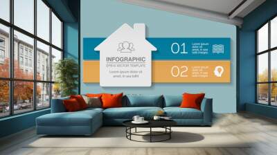 Vector infographic template for diagram, graph, presentation, chart, business concept with 2 options. Wall mural