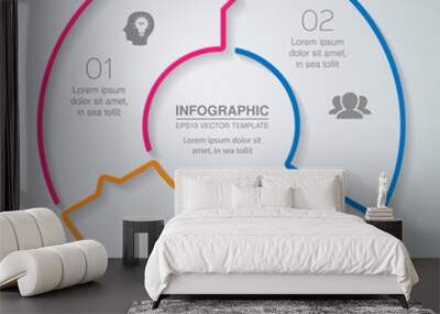 Vector infographic template for diagram, graph, presentation, chart, business concept with 3 options. Wall mural