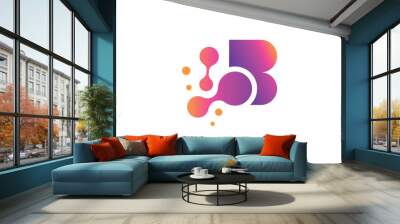 Letter B Technology vector monogram logo design template. Letter B molecule, Science and Bio technology Vector logo. Wall mural