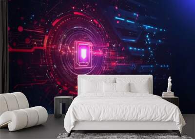 AI futuristic technology background vector Wall mural