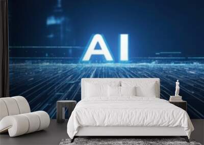 AI futuristic technology background vector Wall mural