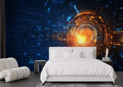 AI futuristic technology background vector Wall mural