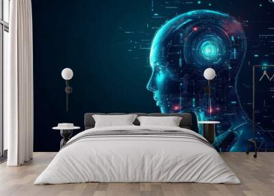 AI futuristic technology background vector Wall mural