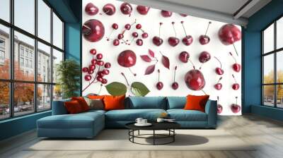 cherry collection, 3d render, isolated on white background  Wall mural