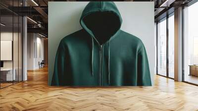 dark green hoodie zipper mock up on white background  Wall mural