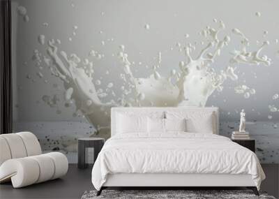 explosion milk on broken glass 3d render on white background Wall mural