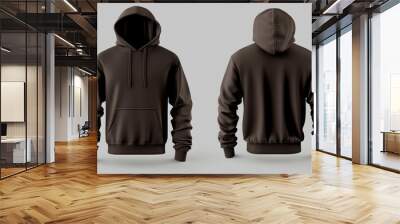 front and back dark brown hoodie mock up Wall mural