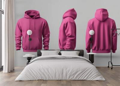 front and back magenta hoodie mock up Wall mural