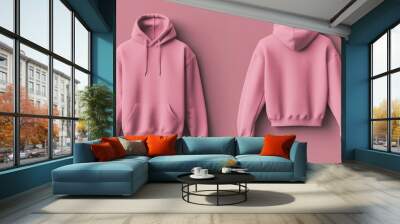 front and back pink hoodie mock up  Wall mural