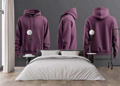 front and back plum hoodie mock up  Wall mural