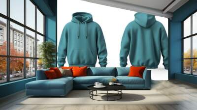 front and back teal hoodie mock up  Wall mural