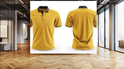 Front and back yellow polo shirt mockup Wall mural