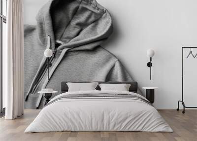 gray hoodie zipper mock up on white background Wall mural