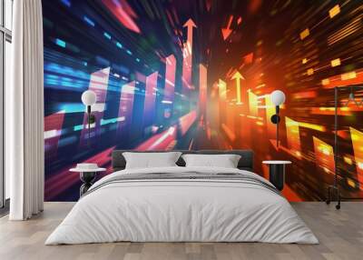 illustration of arrow up, market stocks background concept Wall mural