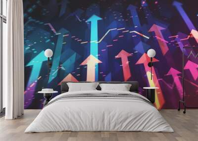 illustration of arrow up, market stocks background concept Wall mural