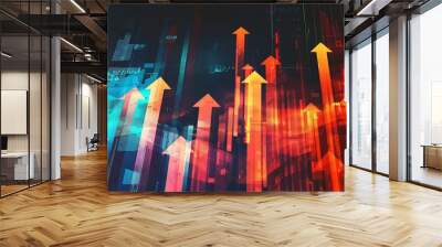 illustration of arrow up, market stocks background concept Wall mural