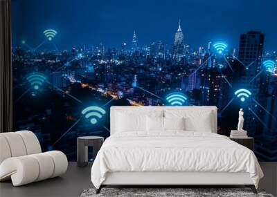 Smart City Wifi Lan Networks Wall mural