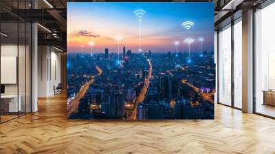 Smart City Wifi Lan Networks Wall mural