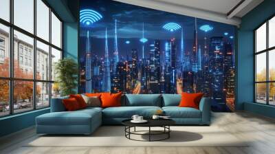 Smart City Wifi Lan Networks Wall mural