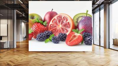 summer fruits collection, 3d render, isolated on white background Wall mural