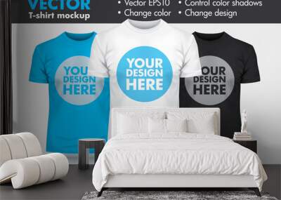 Replace Design with your Design, Change Colors Mock-up T shirt Template Wall mural