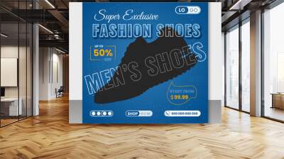 Modern shoes Instagram social media post design template. Shoe social media square web banner Wall mural