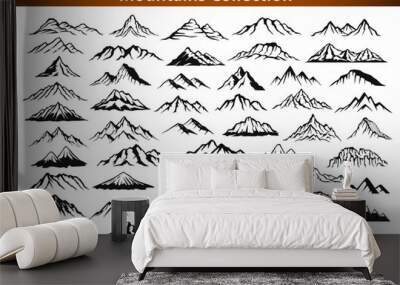 different mountain ranges silhouette collection set Wall mural