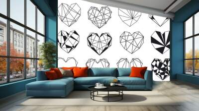 geometric polygonal hearts set vector illustration Wall mural