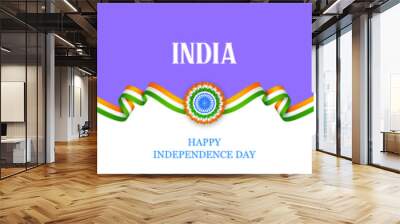 abstract tricolor banner with Indian flag for 15th August Happy Independence Day of India Wall mural