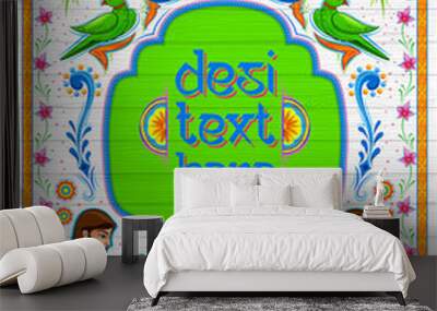 Colorful Welcome banner in truck art kitsch style of India Wall mural