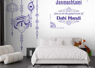 Dahi handi celebration in Happy Janmashtami festival background of India Wall mural