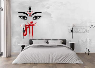 goddess durga face in happy durga puja subh navratri indian religious header banner background Wall mural