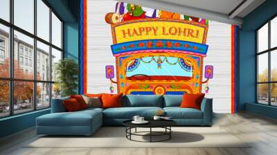 Happy Lohri holiday background for Punjabi festival Wall mural