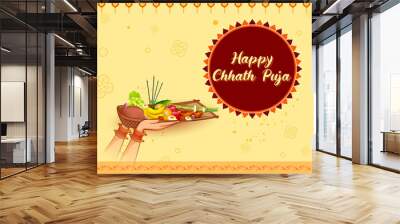 illustration of Happy Chhath Puja Holiday background for Sun festival of India Wall mural