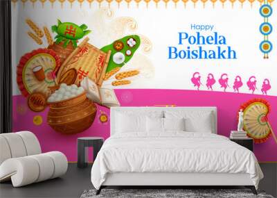 Pohela Boishakh, Bengali Happy New Year celebrated in West Bengal and Bangladesh Wall mural