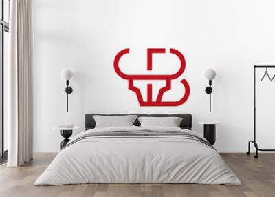 Bull head initial letter B company logo design. Wall mural