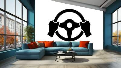 Hand holds the steering wheel of a car. Vector isolated icon. Wall mural