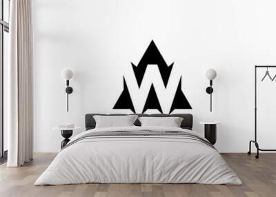 W letter of geometric triangle shape. Company logo design. Wall mural