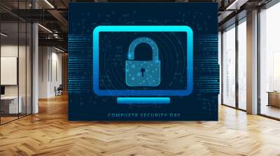 computer security day in digital style. Wall mural