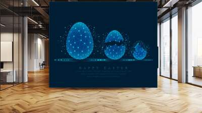 Happy Easter. Easter eggs form lines and triangles style design background. Wall mural